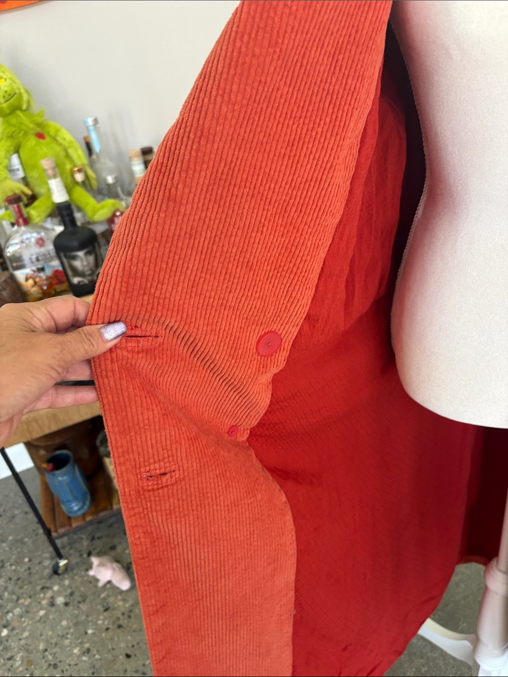 Free People Long Corduroy Trench Coat in Rust Orange - Picture 4 of 5